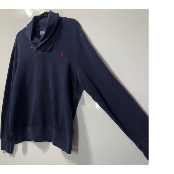 VTG Polo Ralph Lauren Crowl Neck Navy Sweater Casual Preppy Men's Size XL - Picture 5 of 10